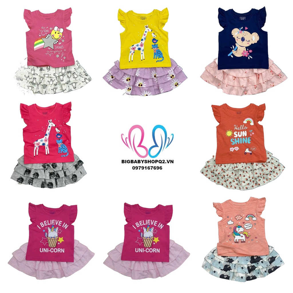 Bộ áo váy tầng nhiều màu cực xinh cho bé, cotton cực mềm mát | Bigbaby Shop