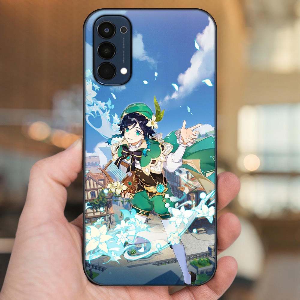 Ốp lưng Oppo Reno 4 viền đen in hình Venti Genshin Impact