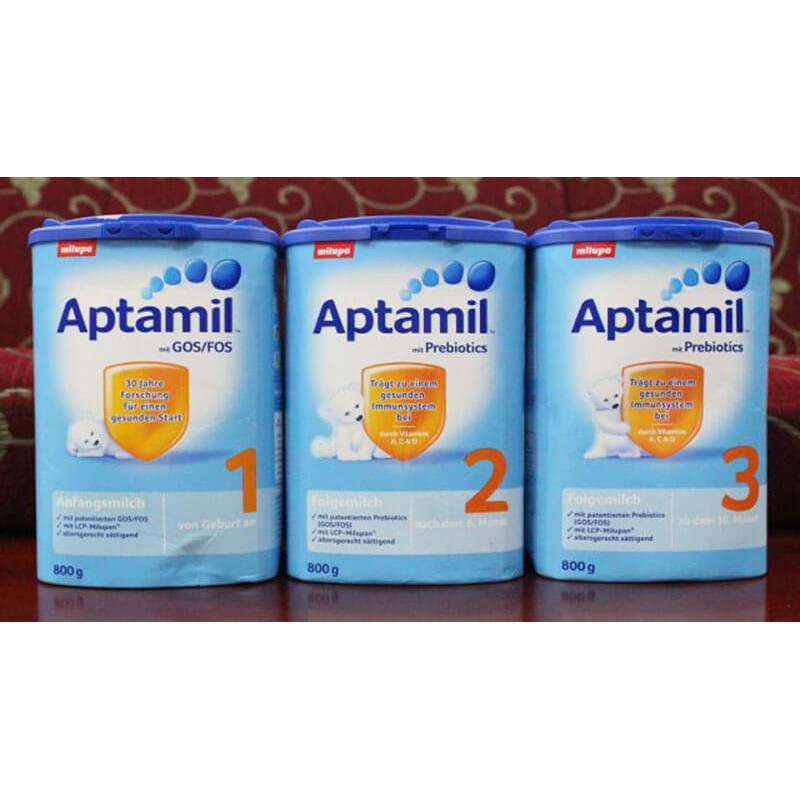 Sữa Aptamil nội địa Đức hộp cao 800gr- Đủ số 1,2.,3 ( Cam kết 100% chính hãng)
