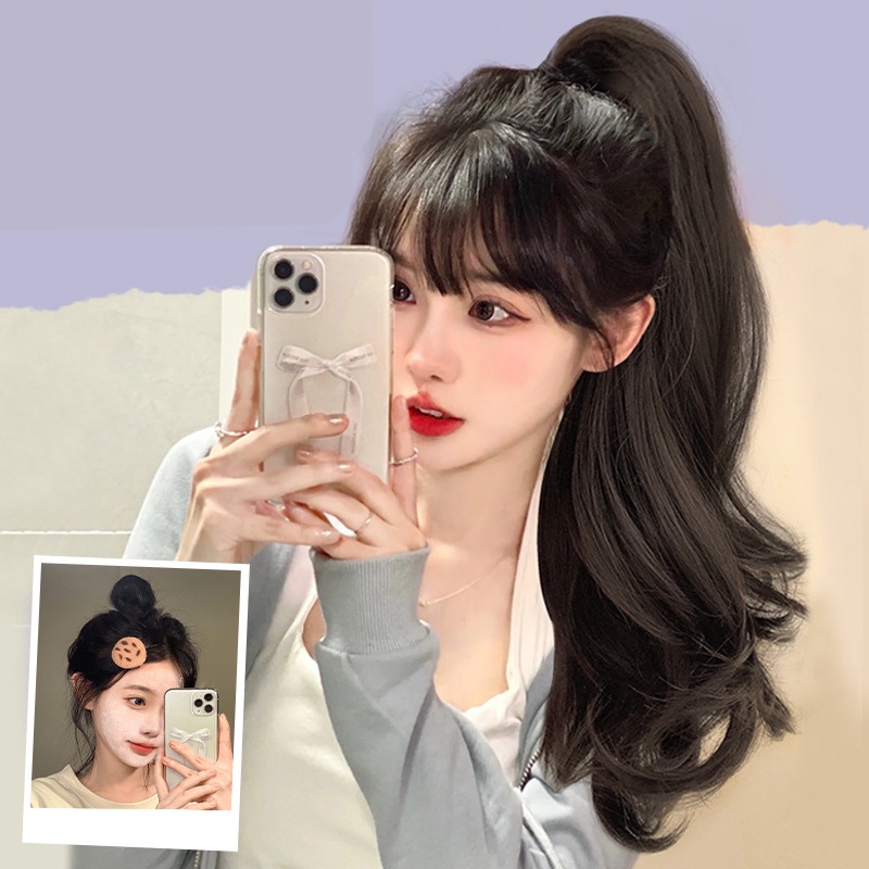 Tóc giả ngoạm xoăn đuôi sóng - Tóc giả nữ kẹp đuôi ngựa ngoặm xoăn sóng dài 45cm, 50cm - 32