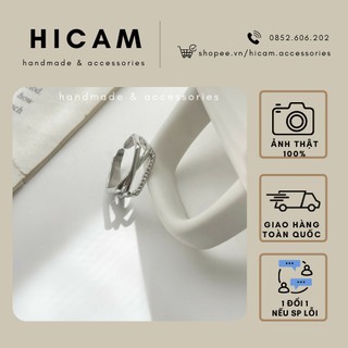 Nhẫn đan chéo basic, cá tính bằng hợp kim cao cấp HICAM