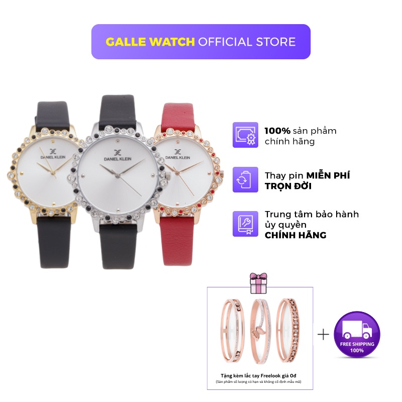 Đồng hồ nữ dây da cao cấp Daniel Klein DK.1.12525 đính đá, chống nước chính hãng