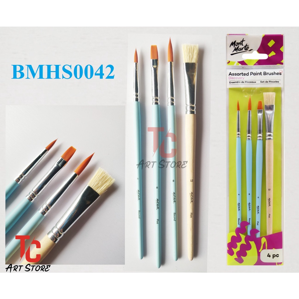 Bộ 4 Cọ Vẽ ACRYLIC, NƯỚC, GOUACHE Mont Marte - BMHS0042