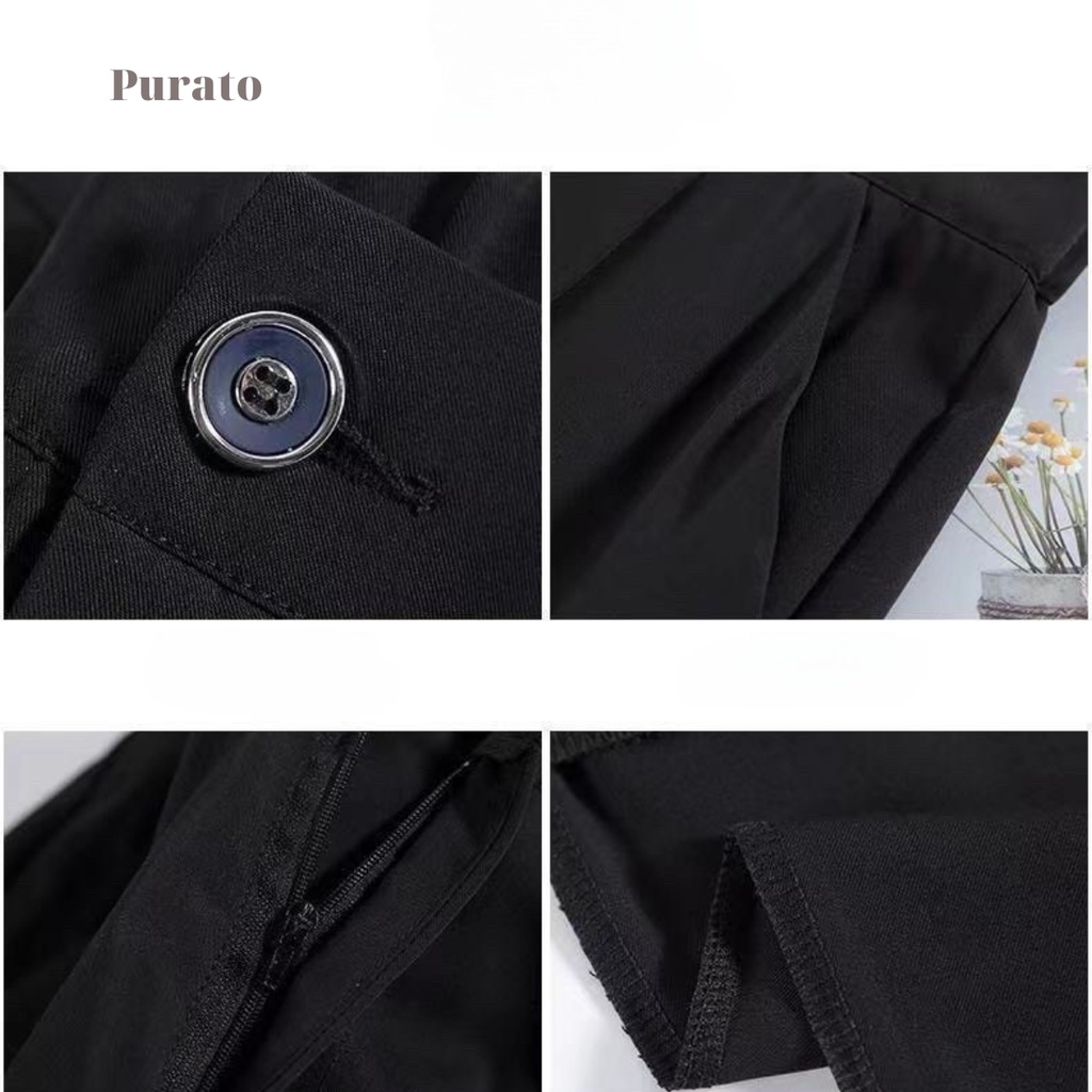 Quần âu nữ Purato baggy đẹp chất dày dặn màu đen
