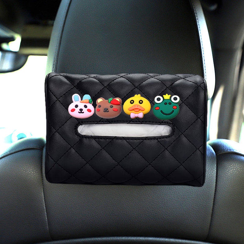 Car Tissue Box Leather Armrest Box Hanging Sun Visor Cartoon Cute Car Paper Extraction Box Car Auto department store supplies