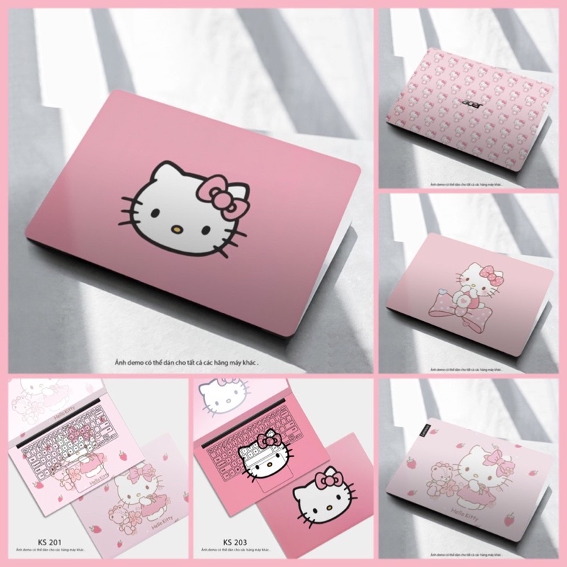 Skin Dán Laptop - Hello Kitty (new) - Bộ Decal Dán Laptop Cắt Sẵn