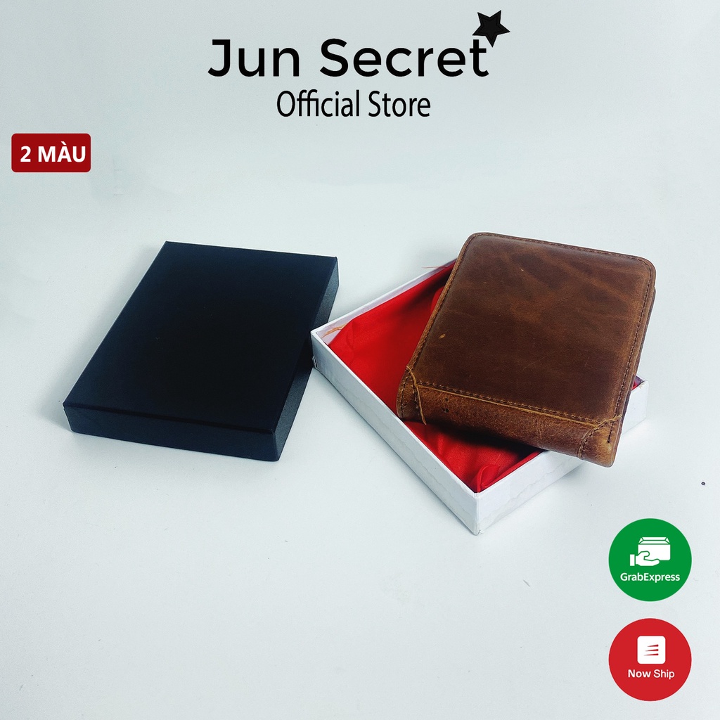 Ví nam nhỏ gọn cao cấp da bò thật kiểu nối ngang thương hiệu Jun Secret NN65 nhiều màu