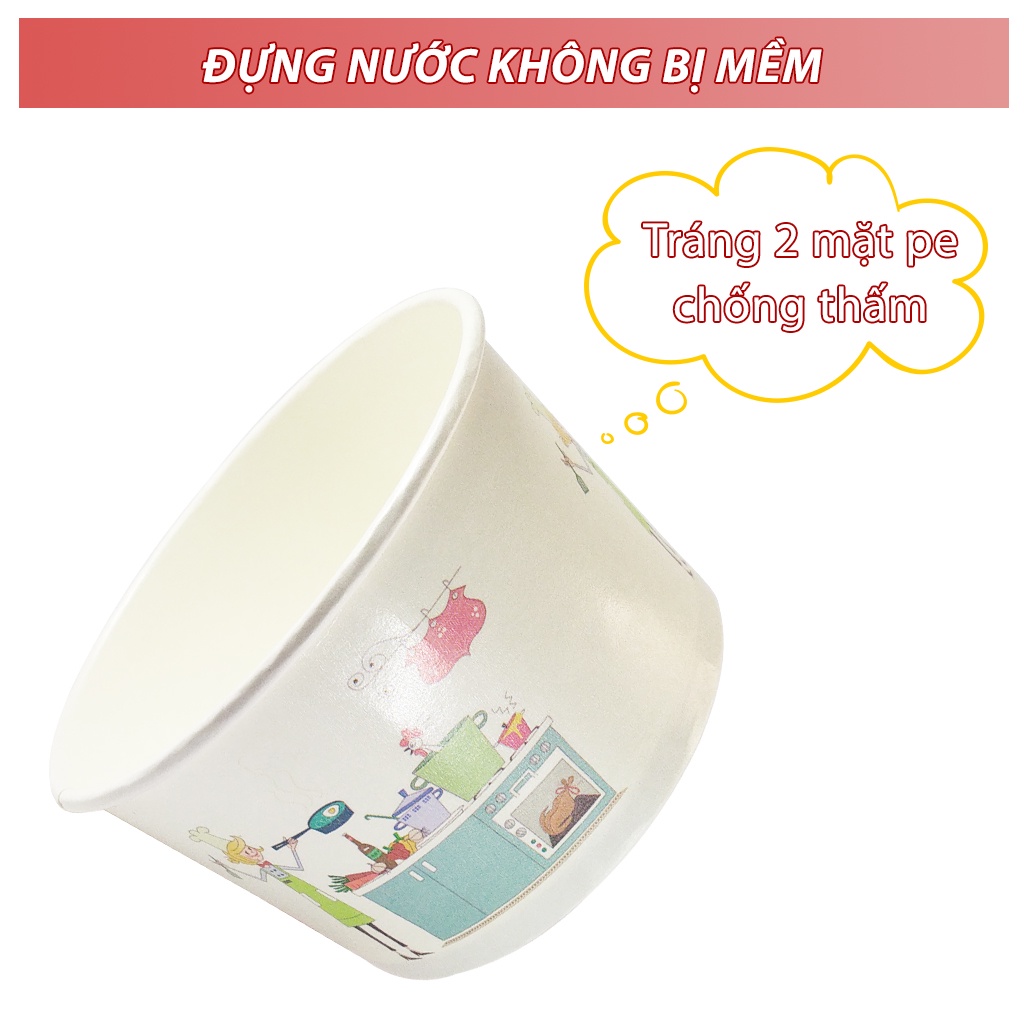 SET 20 Hộp Giấy, Tô Giấy Thực Phẩm FTC 🥗 Chất Liệu Giấy Cao Cấp Dùng 1 Lần Đựng Cháo, Bún, Phở, Đồ Ăn Mang Về