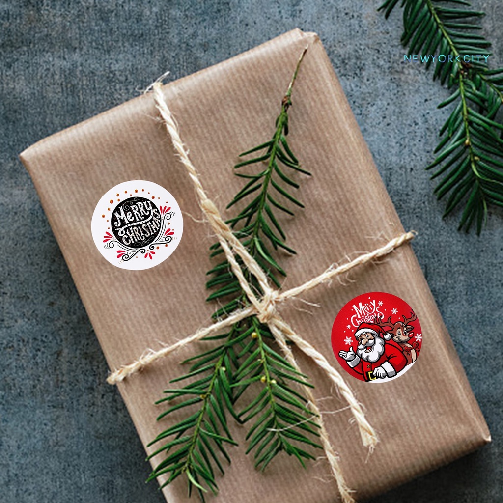 Cuộn 500 Nhãn Dán Trang Trí Giáng Sinh Tự Dính Bằng Giấy Kraft In Chữ Tiếng Anh Dễ Thương