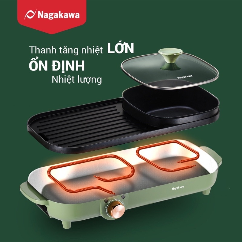 [Bảo hành 12 tháng] Bếp Nướng Điện Nagakawa NAG3104 2 trong 1 Hàng Chính Hãng