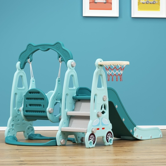 CẦU TRƯỢT XÍCH ĐU MẪU 2022 TẶNG KÈM BÓNG RỔ VÀ GẤU PHÁT NHẠC