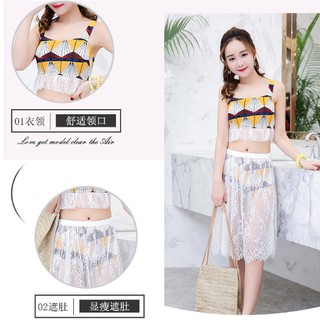 Có sẵn set đồ bơi bikini nữ 3 mảnh phối ren