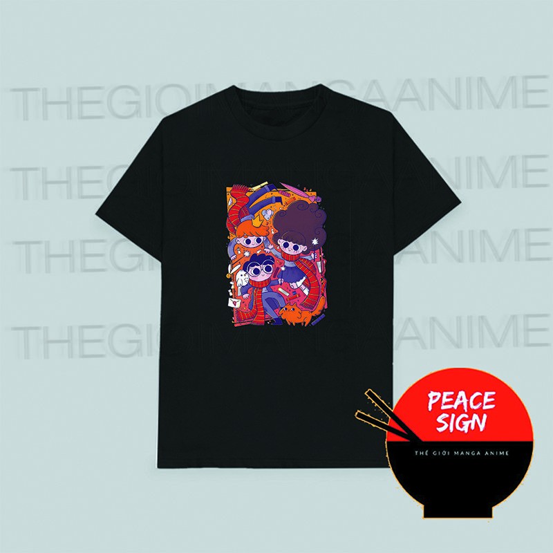 Áo thun phông đen in hình HARRY POTTER anime chibi xinh xắn dễ thương