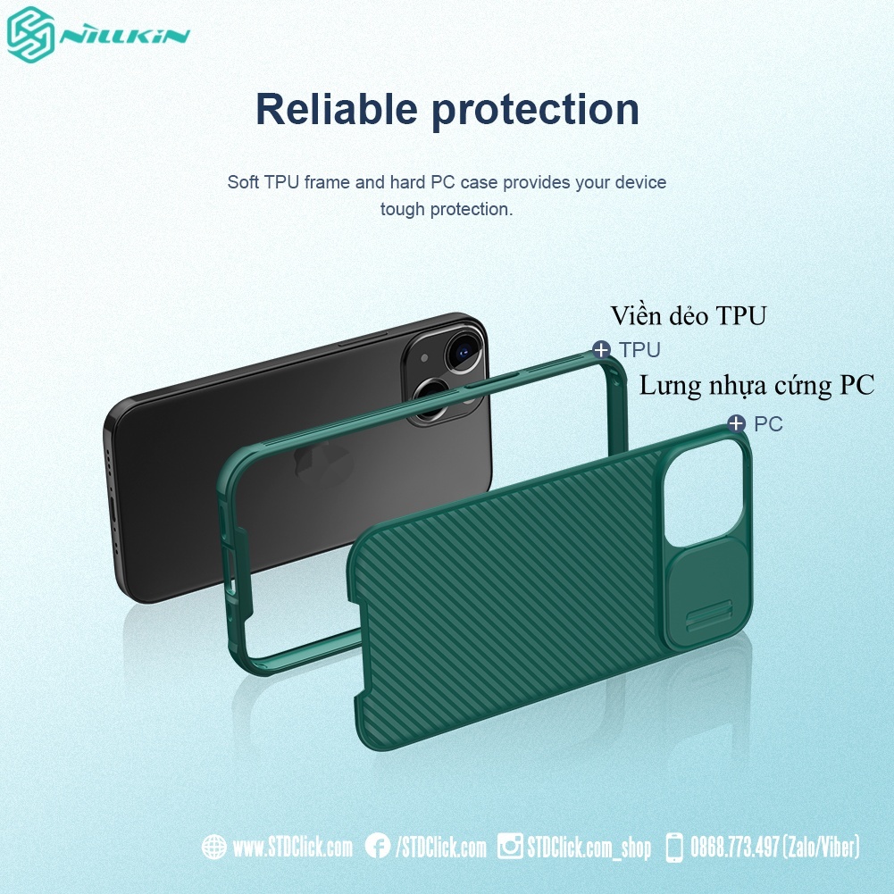 ỐP LƯNG IPHONE 13 NILLKIN CAMSHIELD PRO BẢO VỆ CAMERA CHÍNH HÃNG