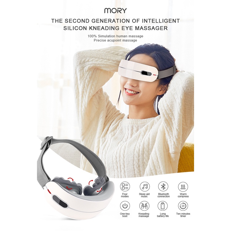 [Bảo hành 12 tháng] Máy Mát Xa Mắt Cao Cấp MORY-ST209 | Massage bấm huyệt thư giãn cho mắt - Tích Hợp Bluetooth