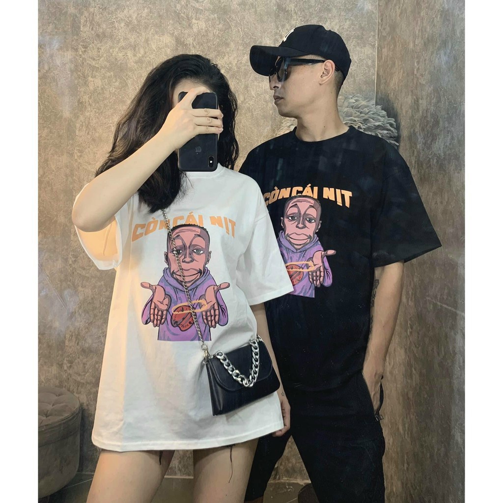 Áo thun Unisex Nam Nữ Tay Lỡ in chữ ' CÒN CÁI NỊT ' Cực Chất 2021