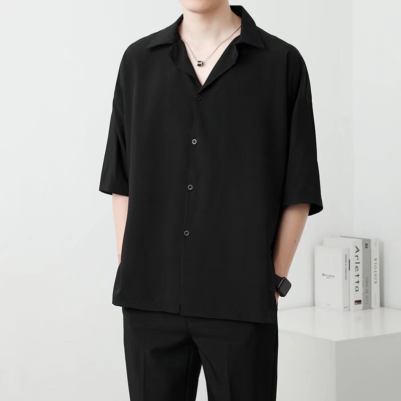 Áo Sơ Mi Nam Tay Ngắn Màu Trơn Phong Cách Hàn Quốc Thời Trang Simple áo nam form rộng fashion áo phông nam có cổ