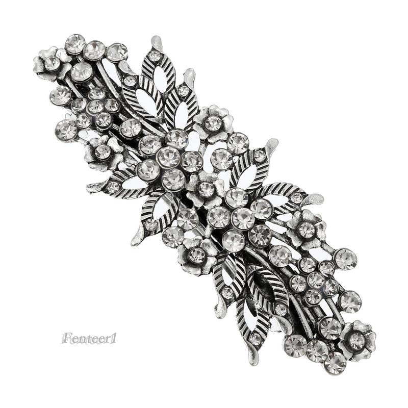 [Fenteer1] Kẹp Tóc Bạc Hình Hoa Sang Trọng Cho Nữ