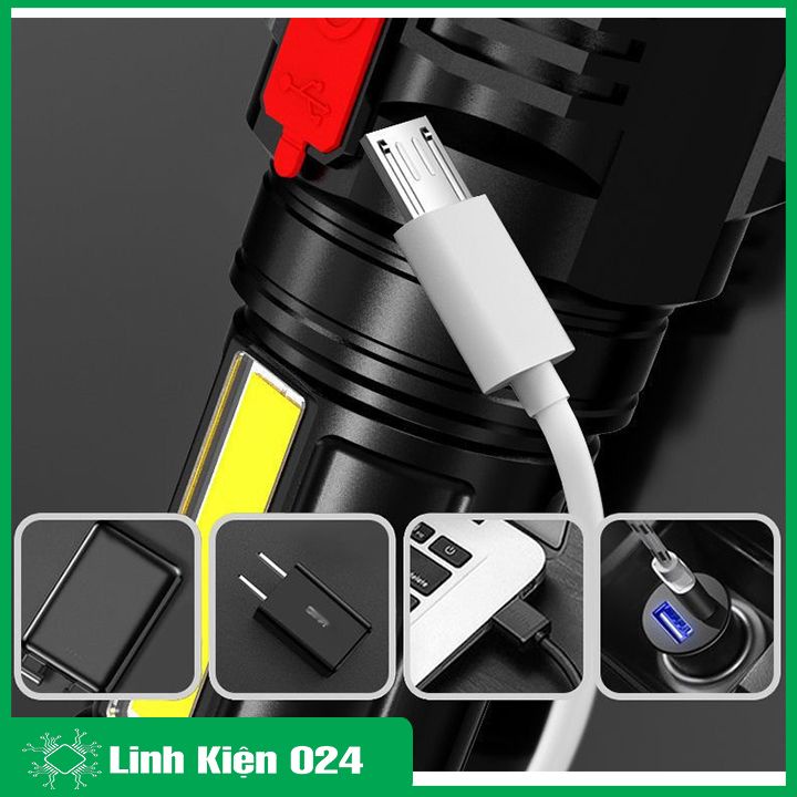 Đèn pin 5 led COB siêu sáng chống nước IPX4 (chưa gồm pin)
