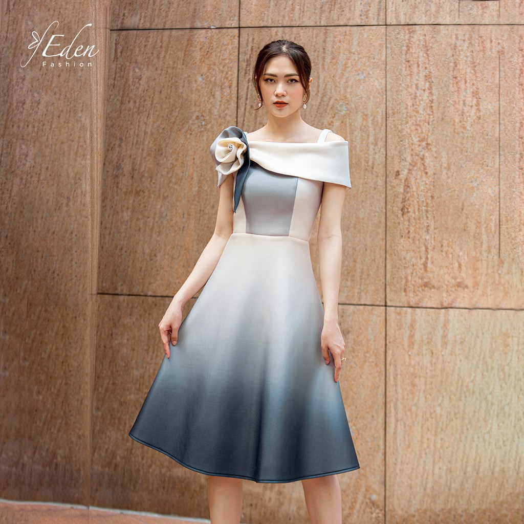 Đầm nữ dự tiệc dạng xòe thiết kế thời trang Eden bẹt vai cúp ngực sang trọng quyễn rũ nổi bật - D425 | BigBuy360 - bigbuy360.vn