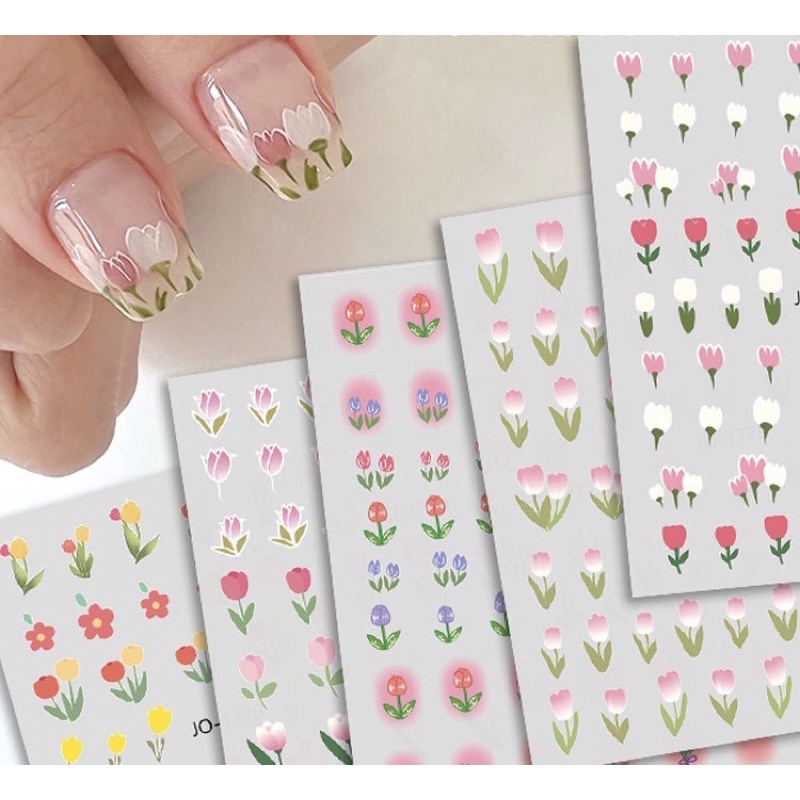 Hình Dán, Sticker dán móng tay làm nail hình hoa tulip