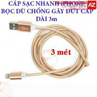Dây sạc iphone, android dài 3m bọc dù siêu bền – hàng loại 1 cao cấp