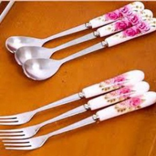 Thìa nĩa cà phê inox cán sứ