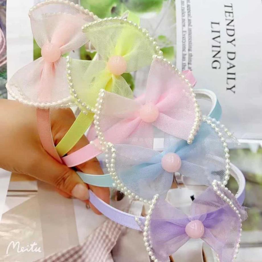 Bờm nơ xinh viền ngọc đáng yêu cho bé