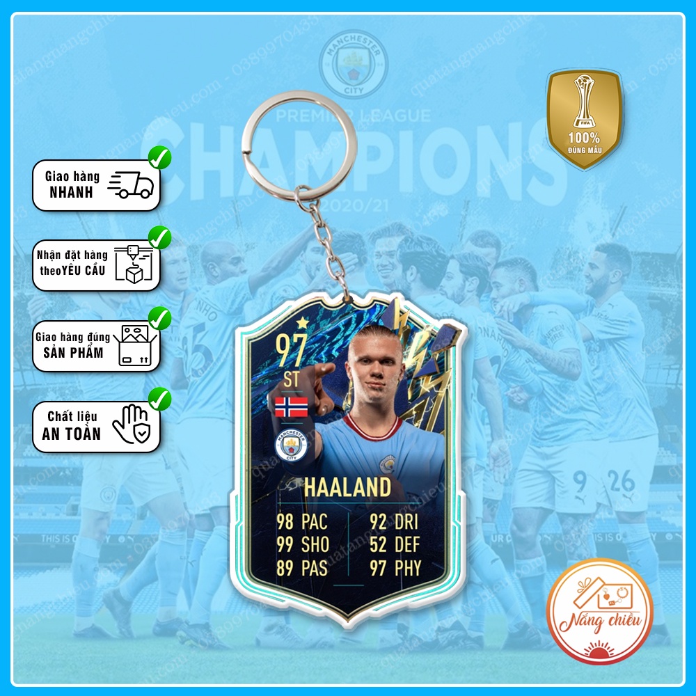 Móc khóa Haaland, CLB bóng đá Man City Season 2022-2023  - Dày In Sắc Nét 2 Mặt