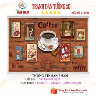 Tranh dán tường 3D quán cà phê- kích thước theo yêu cầu