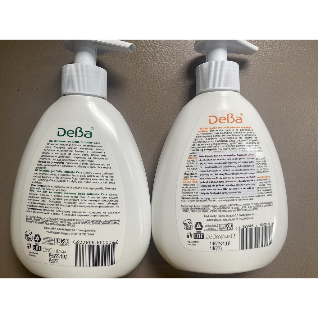 Gel vệ sinh phụ nữ Deba Intimate care 250ml - Dung dịch vệ sinh phụ nữ Deba nhập khẩu từ Bulgaria