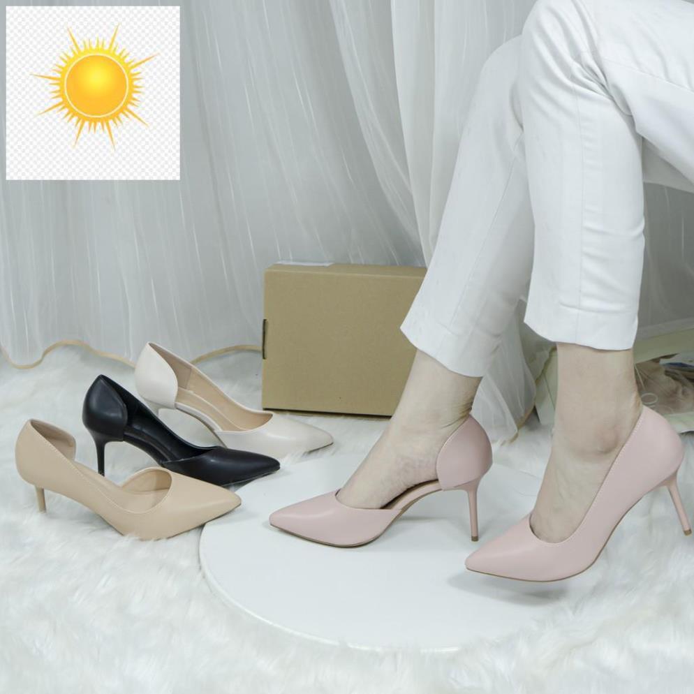 Giày cao gót thời trang Byanca, giày nữ bít mũi gót nhọn kiểu dáng cơ bản màu trắng cao 9cm CP001