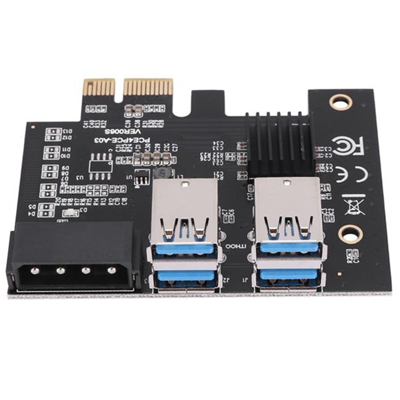 Card chuyển đổi PCI-E sang PCI-Express 1X sang 16X Mining 1 sang 4 USB 3.0 và Molex 4 Pin | BigBuy360 - bigbuy360.vn