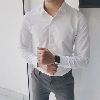 Áo Sơ Mi Nam Trắng tay dài Cotton Cool Basic V2 cao cấp