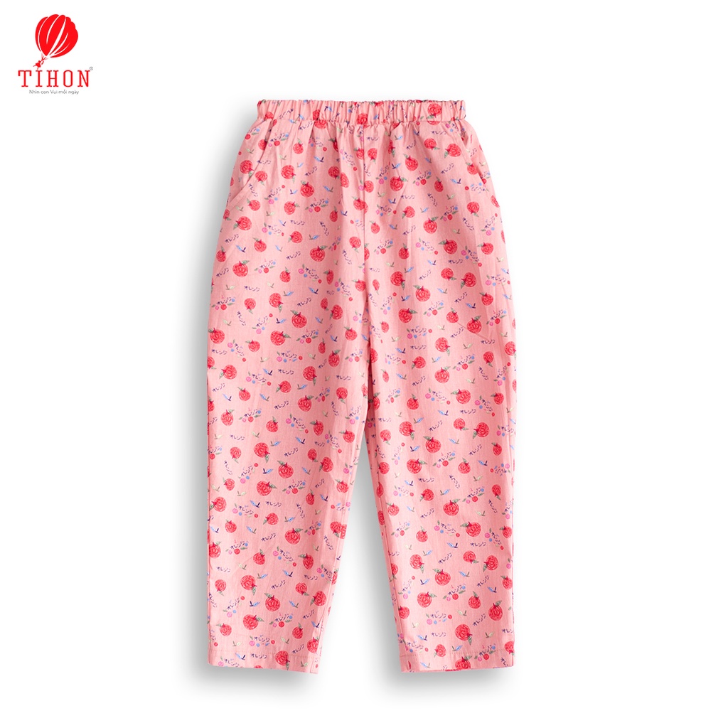 Bộ pijama cho bé gái TIHON dài tay chất liệu mềm mại thân thiện cho bé từ 3 đến 12 tuổi SET0750226