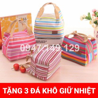 Túi giữ nhiệt sọc ngang tặng kèm 3 đá khô giữ lạnh