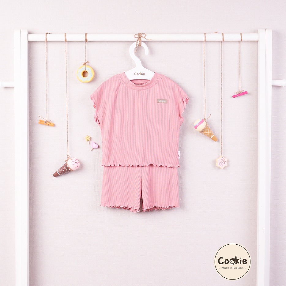 Bộ cộc tay cánh dơi cuốn bèo COOKIE cho bé gái - chất cotton tăm mềm mát