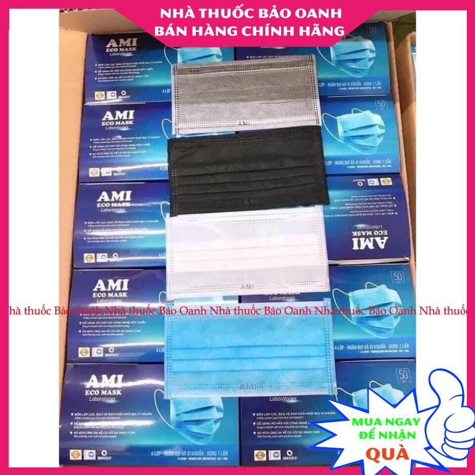 Khẩu trang y tế Ami 4 lớp hộp 50 cái đóng túi 10 cái 1, dầy đẹp, quai chắc chắn, giao đúng màu và đủ số lượng