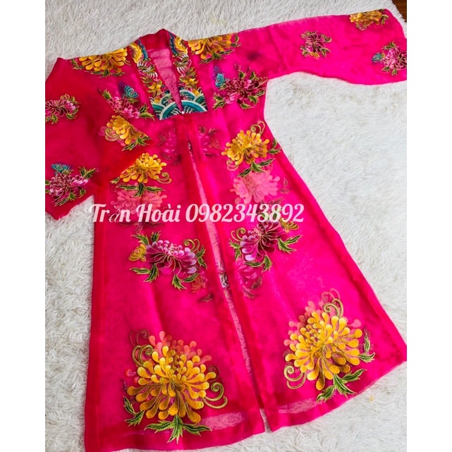Khăn áo hầu đồng- Áo Von Cô Bơ , cô Chín thêu hoa cúc
