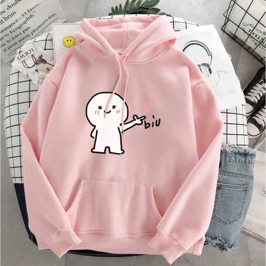 Áo Hoodie Nón Chui Trùm Đầu Nữ Chất Vải Nỉ Poly Bắn Tim