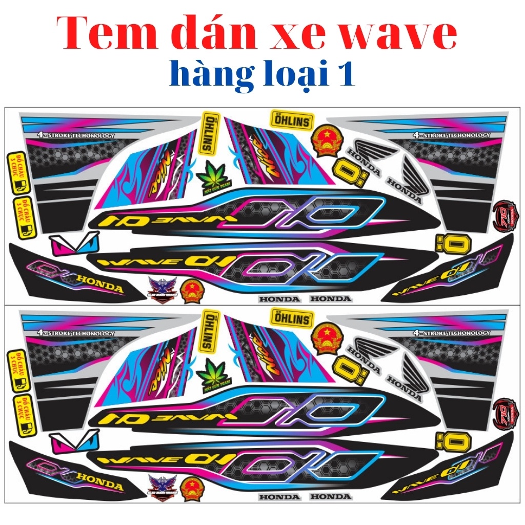 Tem dán xe wave alpha 110cc mẫu mới 2021 được các bạn dán nhiều nhất , chống nước, chống phai màu