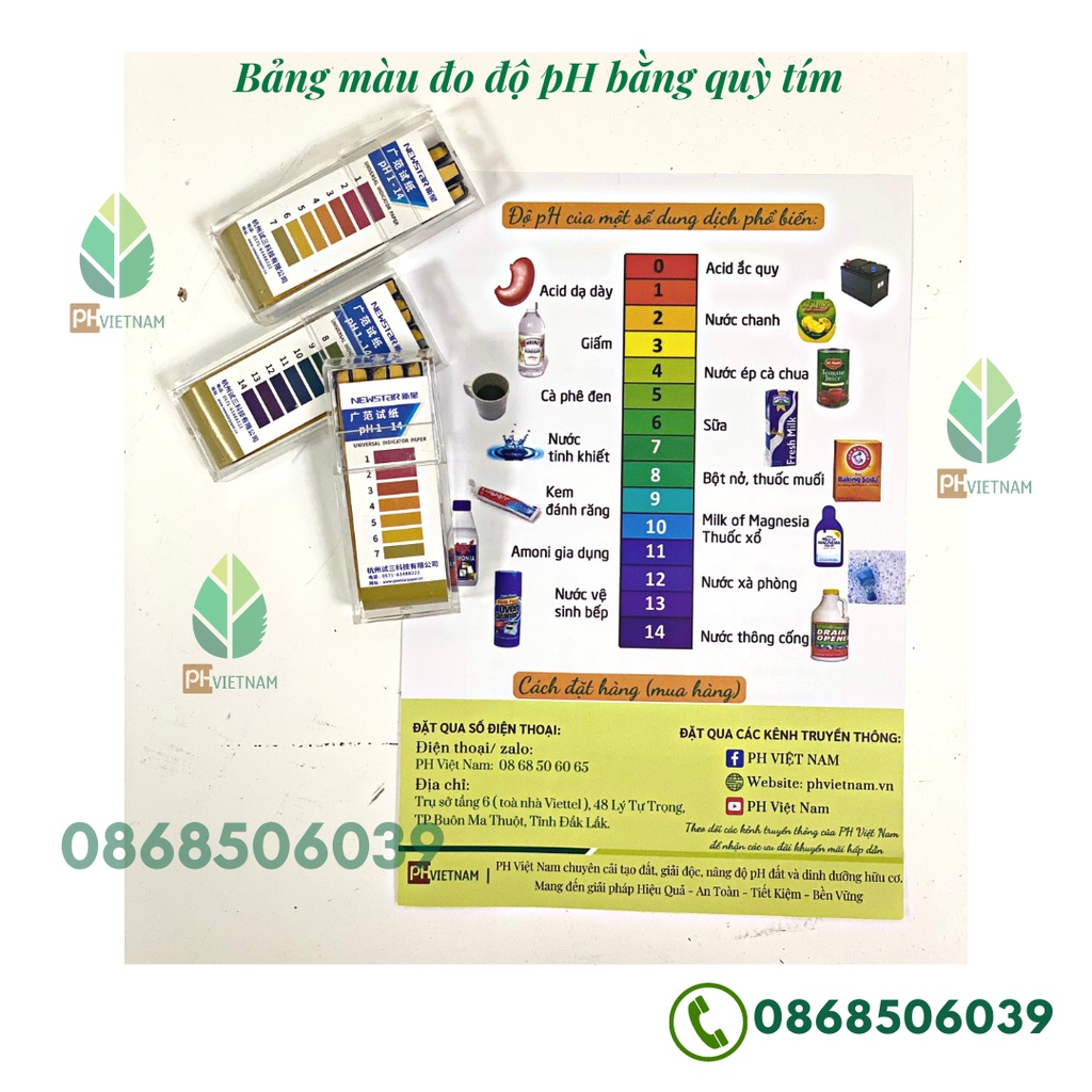 Giấy Quỳ Tím Đo Độ pH Đất Thang Đo Từ 1 - 14