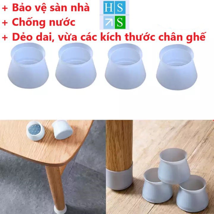 [ BỘ 4 CÁI ] BỌC CHÂN BÀN GHẾ Silicon tiện ích - Chống trầy xước sàn nhà chống trơn trượt chống ồn - HS shop Thủ Đức