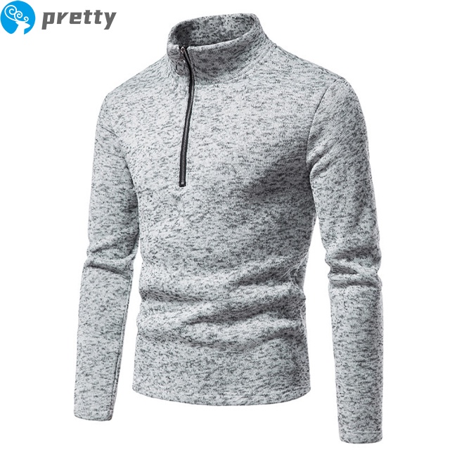 Áo len tay dài cổ đứng màu trơn có khóa kéo thời trang cho nam