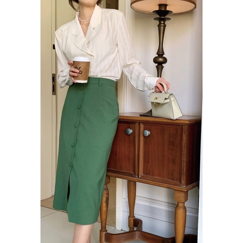 Chân Váy Lụa Bóng Lưng Cao Xẻ Tà Dáng Ôm Có Size Lớn Thời Trang Cho Nữ