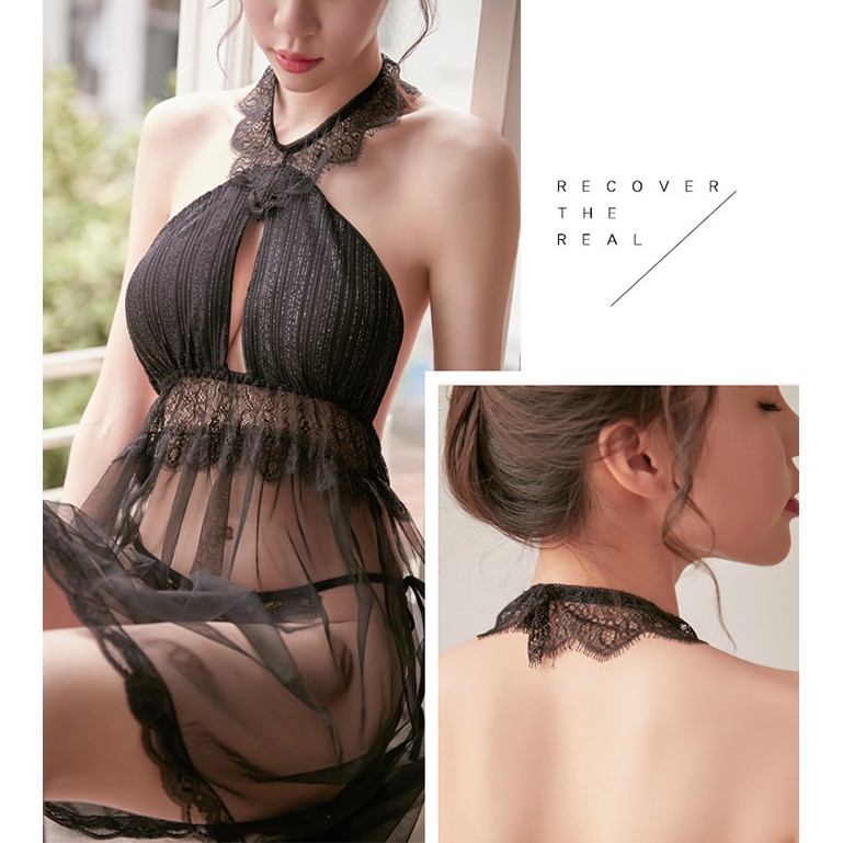 Áo Ngủ Nữ Siêu Mỏng Cao Cấp MS1307 Đen