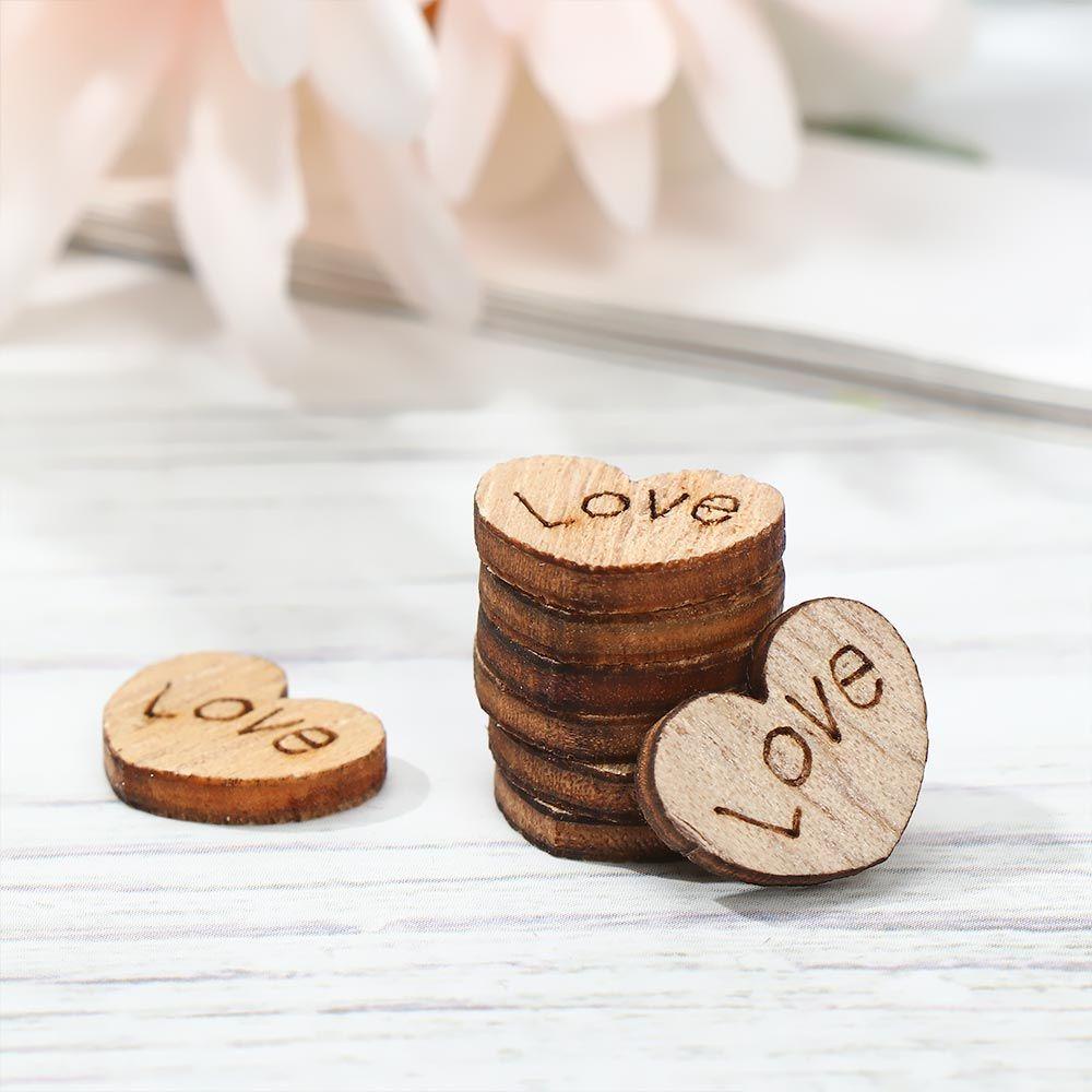 Set 100 Miếng Gỗ Hình Trái Tim Trang Trí Tiệc Cưới / Valentine