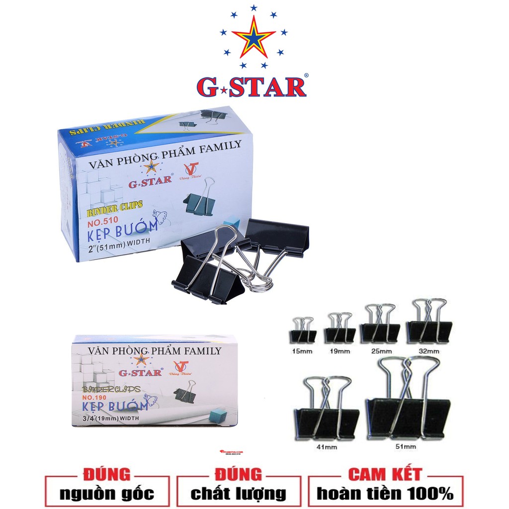 Kẹp Bướm G-Star (15mm, 19mm, 32mm, 41mm, 51mm ) được làm bằng chất liệu cao cấp, cứng và bền chắc