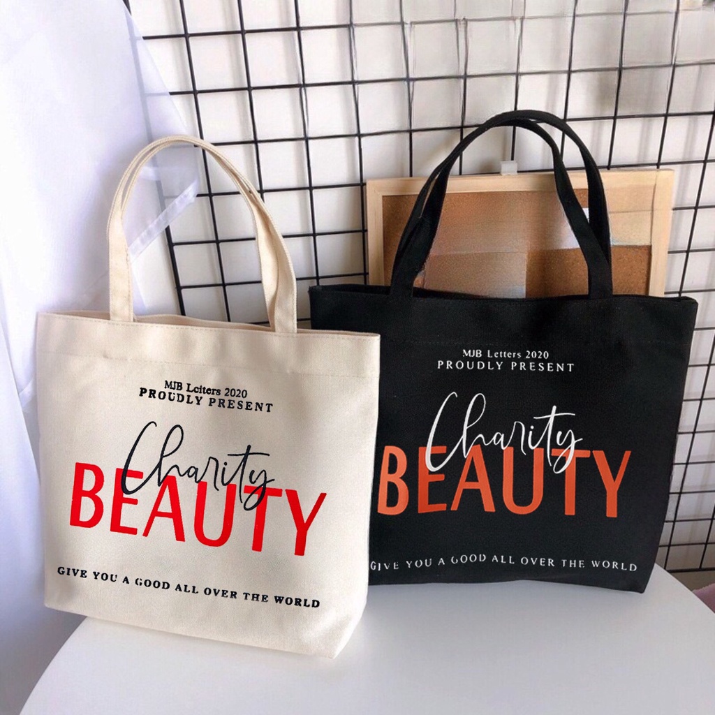 Túi tote HAZIN vải canvas ulzzang unisex đi học đi làm có khoá miệng ngăn phụ nhỏ đựng vừa khổ a4