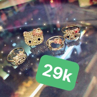 Giao ngẫu nhiên 1 nhẫn kim loại đầu Hello Kitty đính hột lấp lánh dành cho trẻ em và bạn nữ - 30KTNHAN001